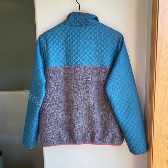 Patagonia Mixed Media Snap-T Pullover Large Crater Blue Sherpa Quilted Jacket L - Picture 12 of 16